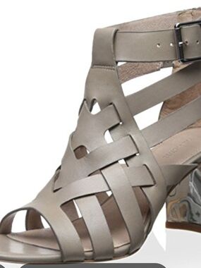Pour La Victoire Taupe Woven Strappy Block Heel Sandal